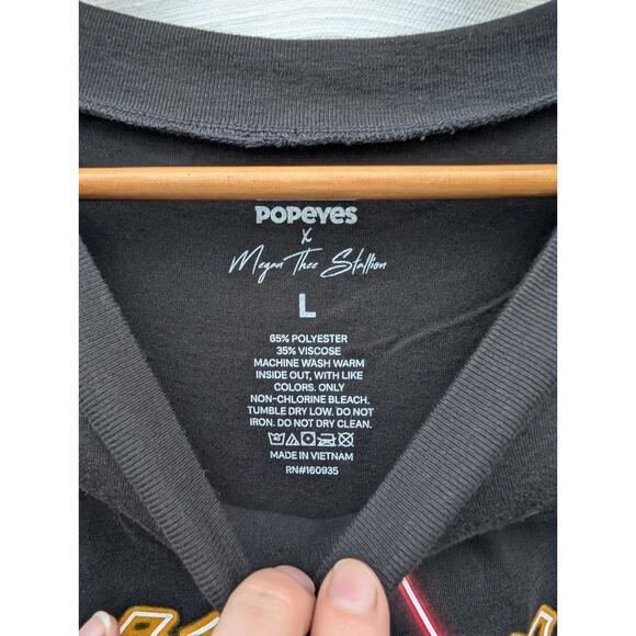 Megan Thee Stallion X Popeyes Collab Cropped Tee Shirt Sz L Saucy Hottie Sauce - Picture 4 of 8